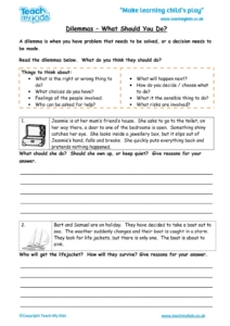Worksheets for kids - dilemmas-what-should-you-do